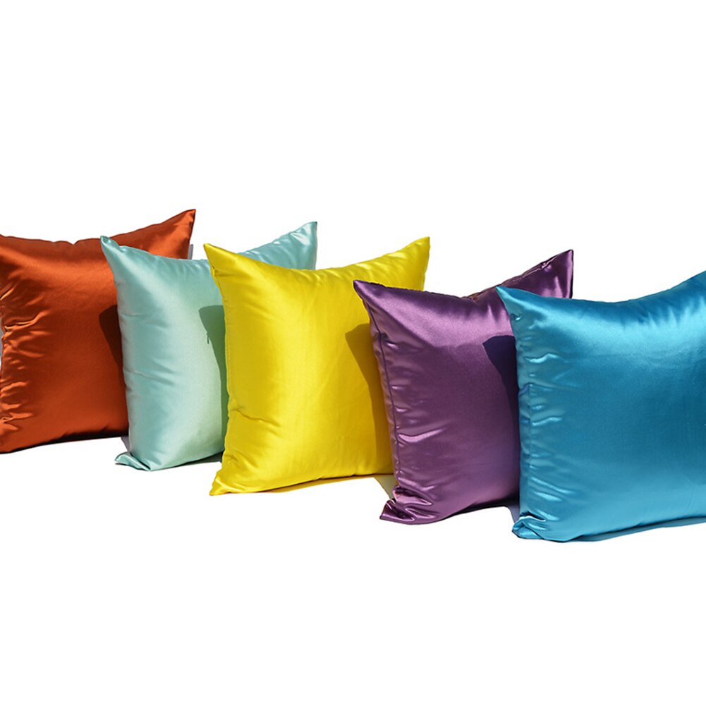 Funda de almohada de satén de poliéster suave, cubierta protectora de tela de color sólido, luz Invisible, decoración del hogar