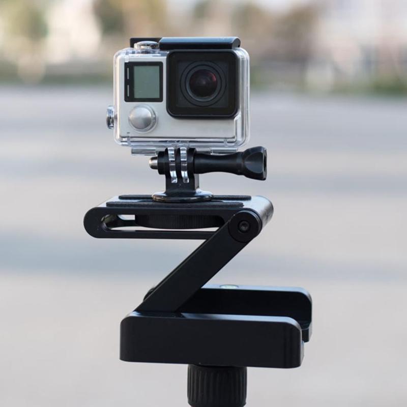 ALLOYSEED Folding Z Flex Tilt Tripod Head Aluminum Alloy Folding Z Tilt Head Quick Release Plate Stand Mount For Phones Camera