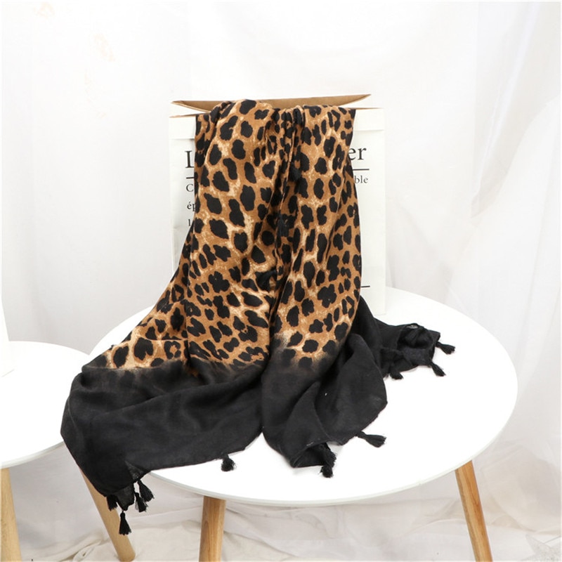 2022 kvinder mærke leopard prikker kvast viskose sjal tørklæde dame print blød varme omslag pashminas sjaal muslim hijab snood