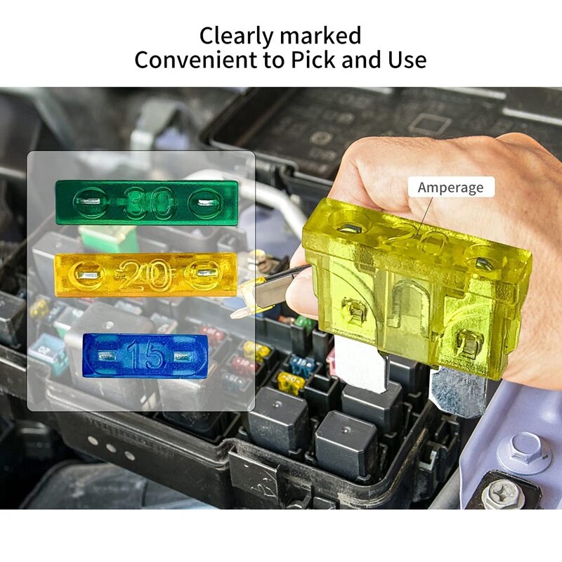 300Pcs Car Mini Fuse Kit 2A 3A 5A 7.5A 10A 15A 20A 25A 30A 35A 40A Fuse with Replacement Clip for Cars and Motorcycles