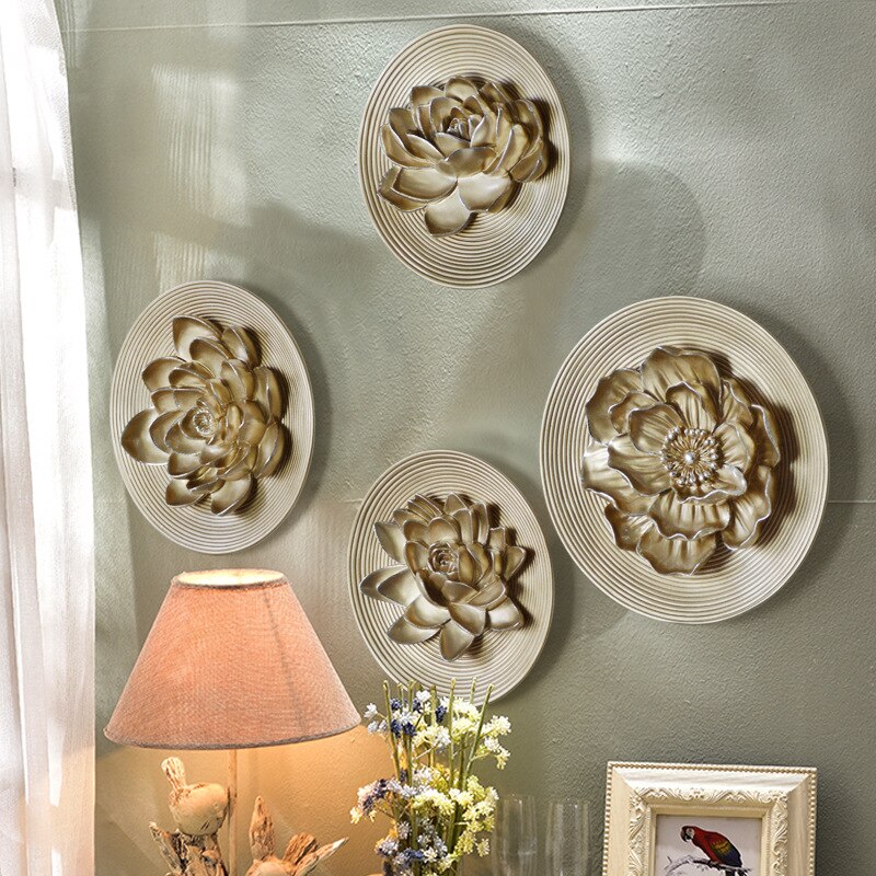 8 Inch Resin Flower Decorative Board Wall Panel Wall Decoration For Home Decoration Three-dimensional European hotel club hall a