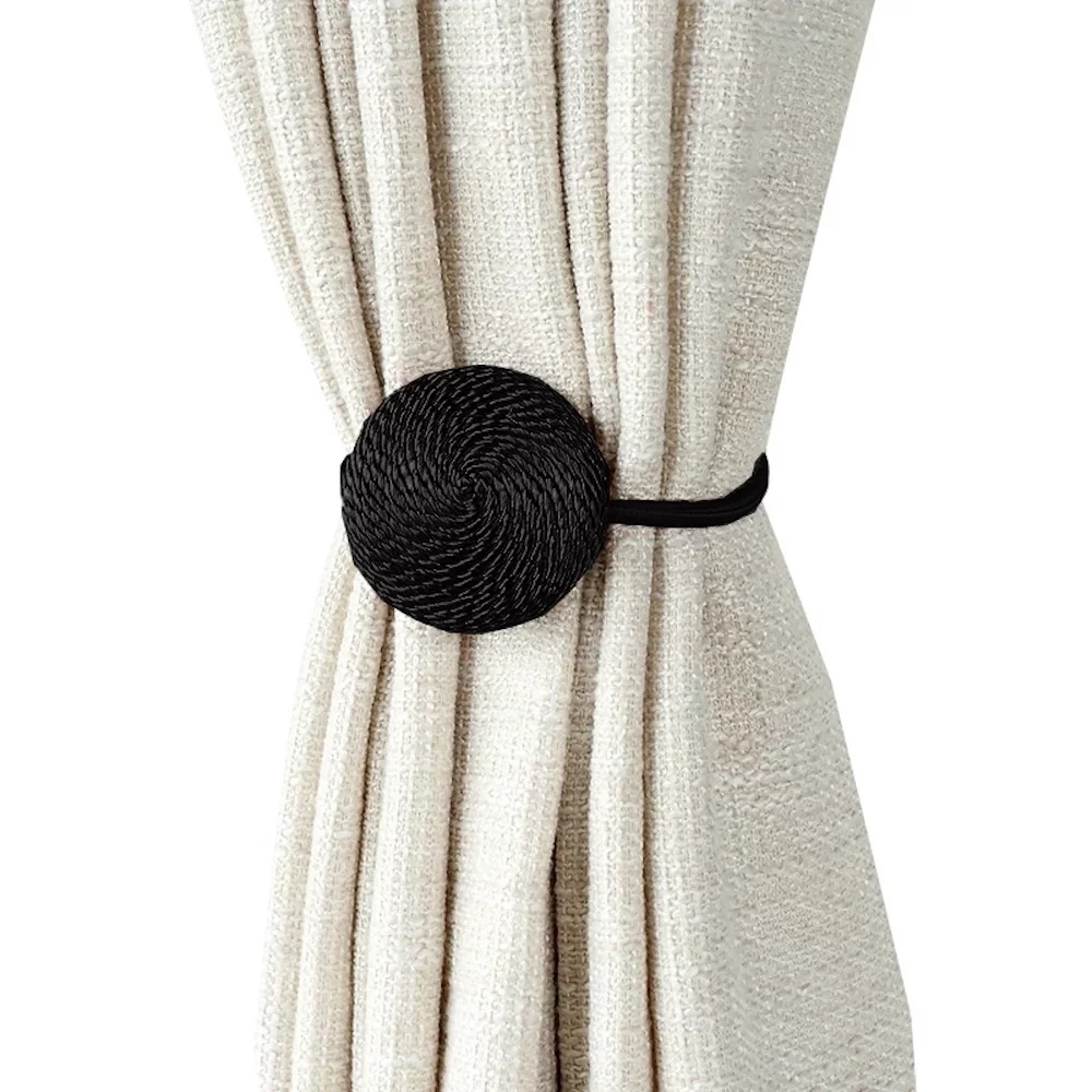 Vorhang-Raffhalter-Magnet, moderner, schlichter Stil, Clip Profi Tende, drapierte Krawatten, Rückseite, Webseil-Rückseite für Fenstervorhang-Halfter: Schwarz