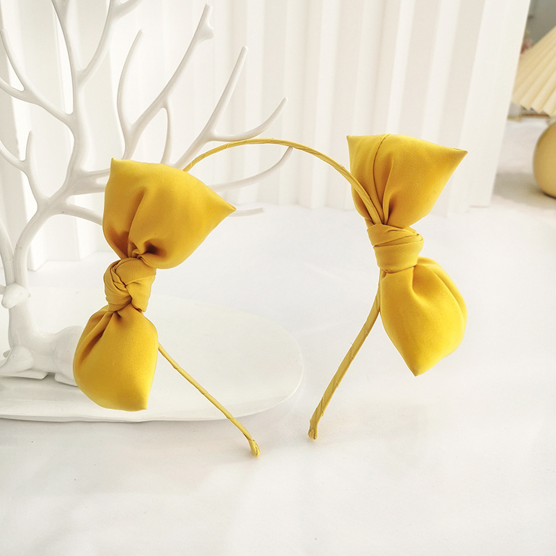 Serre-tête à Double nœud papillon pour filles, serre-tête coréen, accessoires de cheveux, tendance, mignon, mobile, en peluche: YELLOW