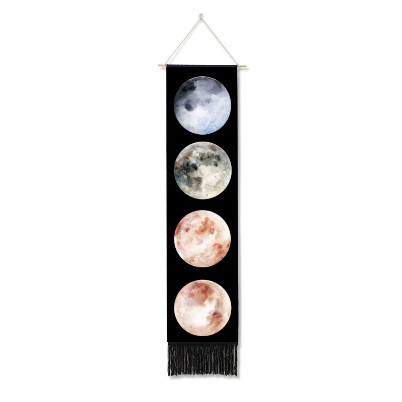 Moon Phase Tapestry Wall Hanging Flowers Moon Black and White Wall Art Tapestries for Bedroom Living Room Drom Home Decoration: GTZW145