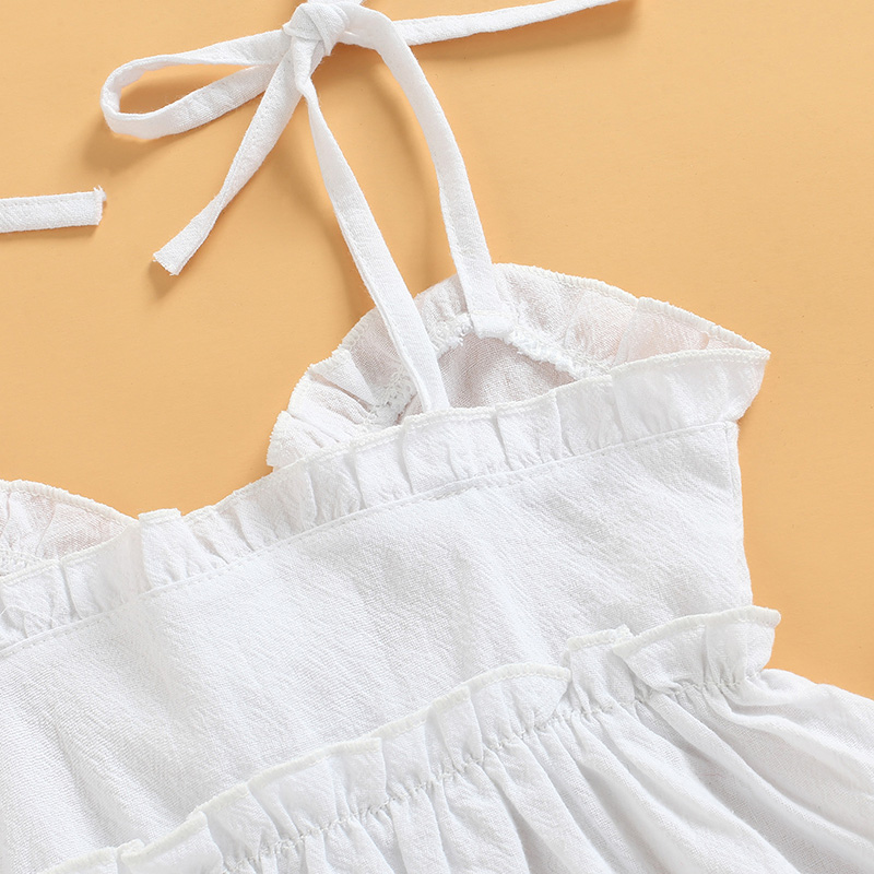 1-6Y Fashion Toddler Baby Girls Summer Clothes Sets Solid Sleeveless Ruffle Tops Ripped Denim Shorts 2pcs Kid Outfit