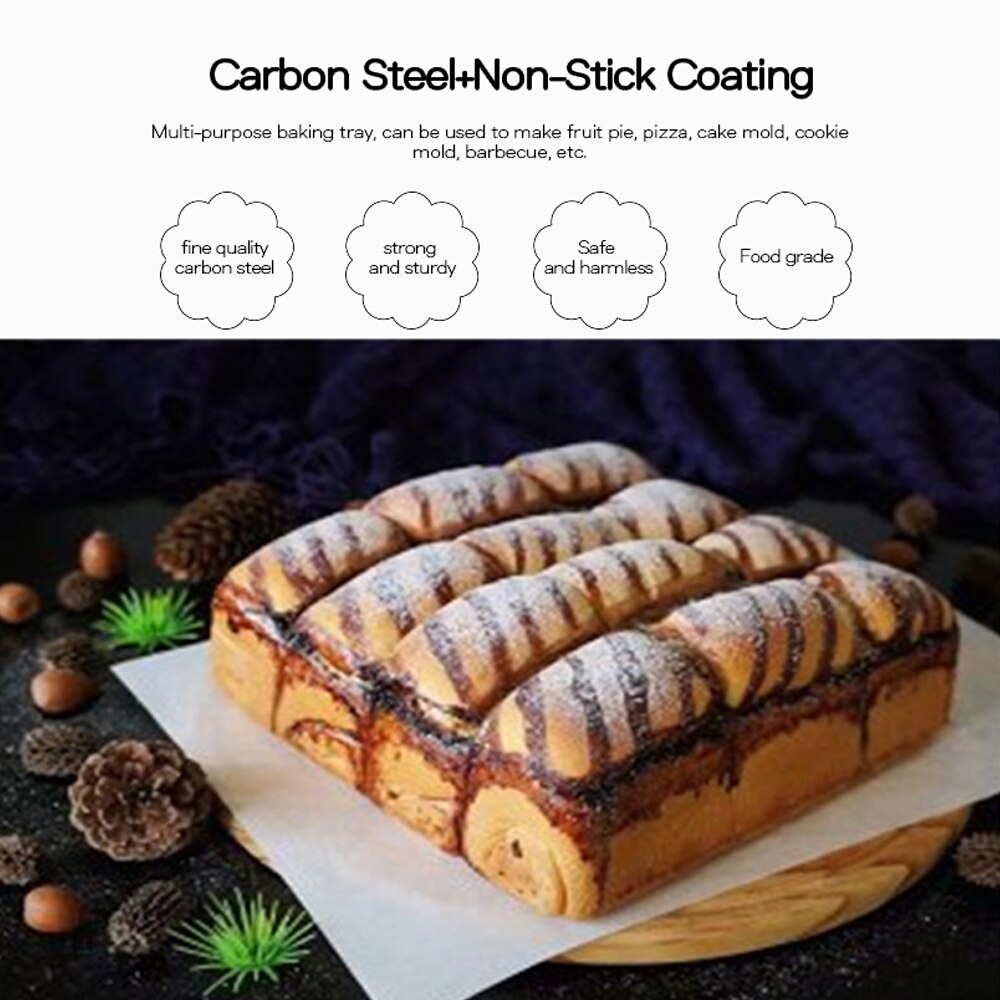 stainless steel plate tray Non-stick 8 Inch square plate baking pot dish deep Baking Tray Square Oven Pizza Mold storage tray