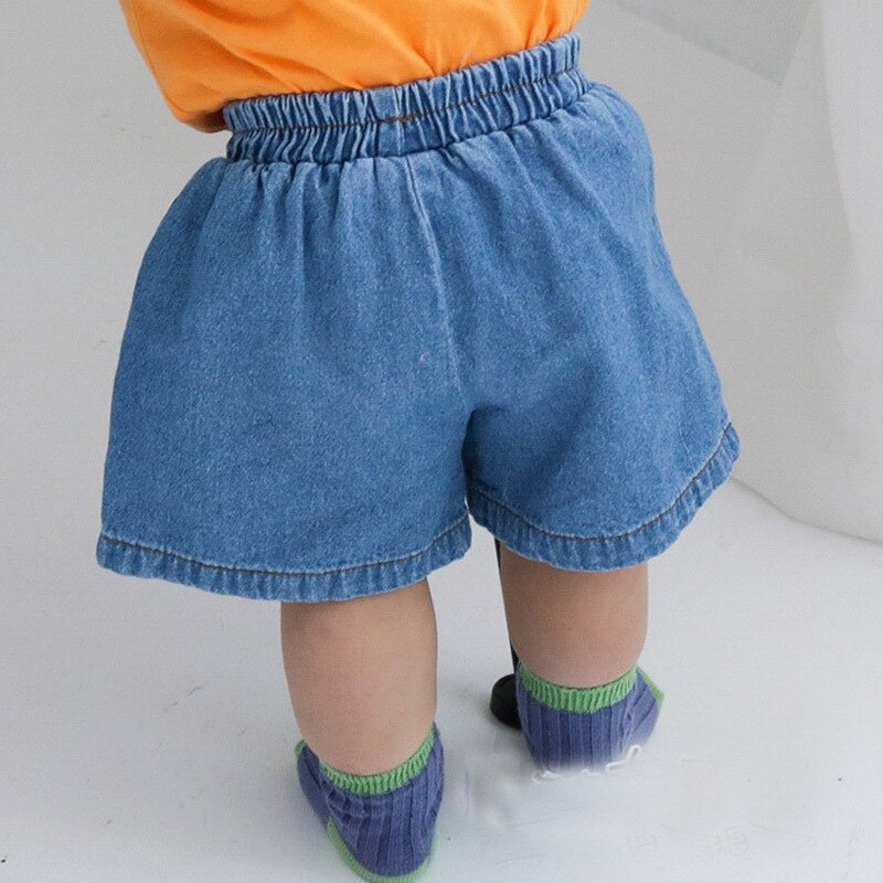 Sommer baby denim shorts børnetøj piger drenge denim shorts bløde løse børn pige jeans bukser: Mørkeblå / 12m