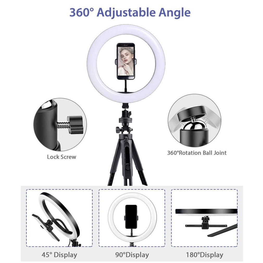 Dimmable LED Ring Light With Tripod Convenient Live Fill Light Mobile Phone Bracket 8 Inch Universal