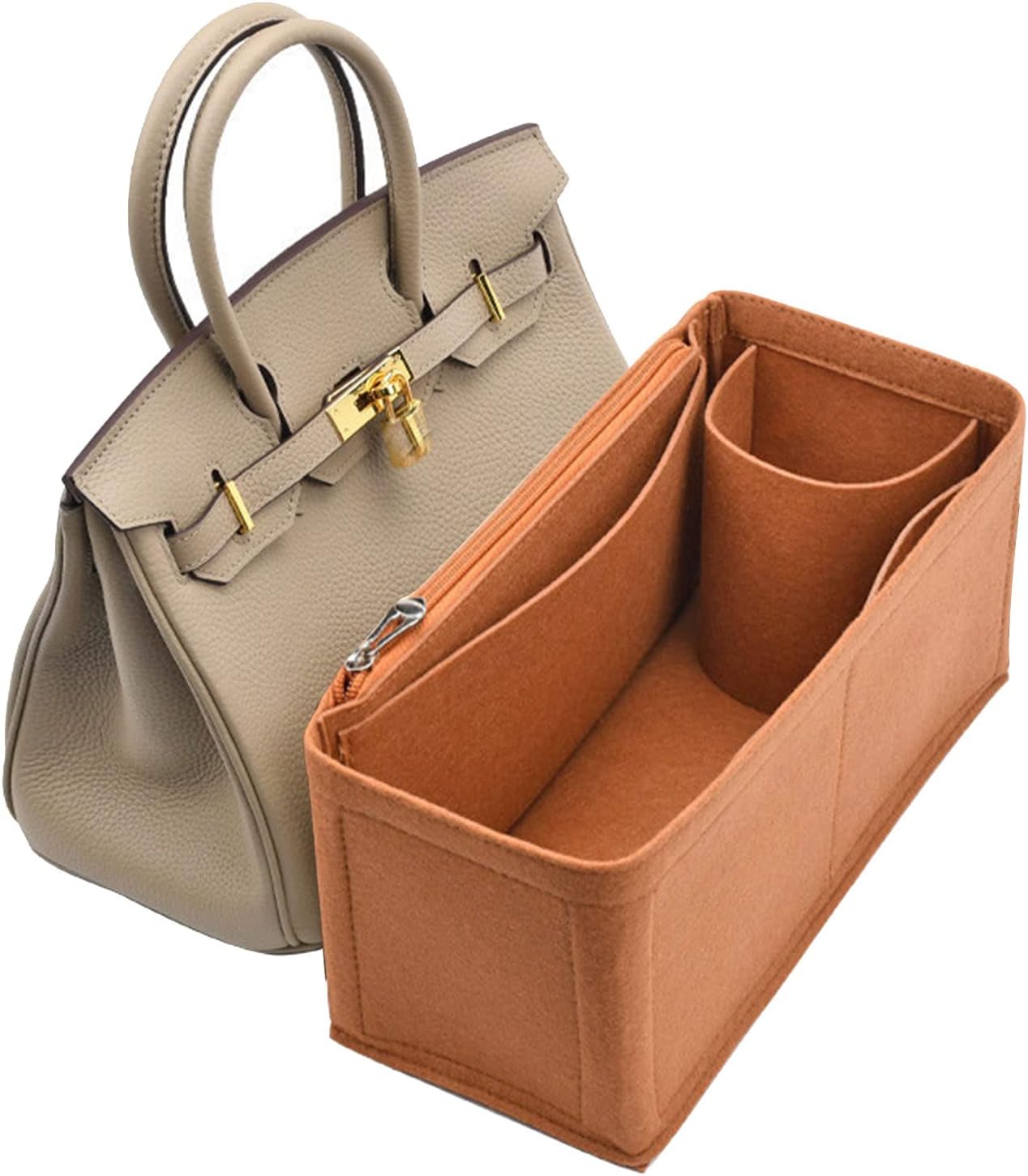 Pungorganiseringsindsats til birkin 35 taskeorganisator indsats til tote taske: M / Chokolade