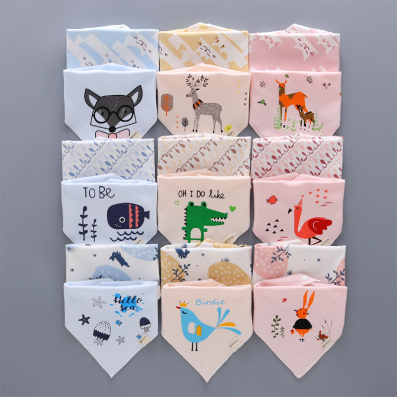 Baby Boy feeding Bibs Cotton Soft Burp Cloth for Infant Girl Flamingo Triangle Bib Children Bandana Bibs 2 Pieces/lot