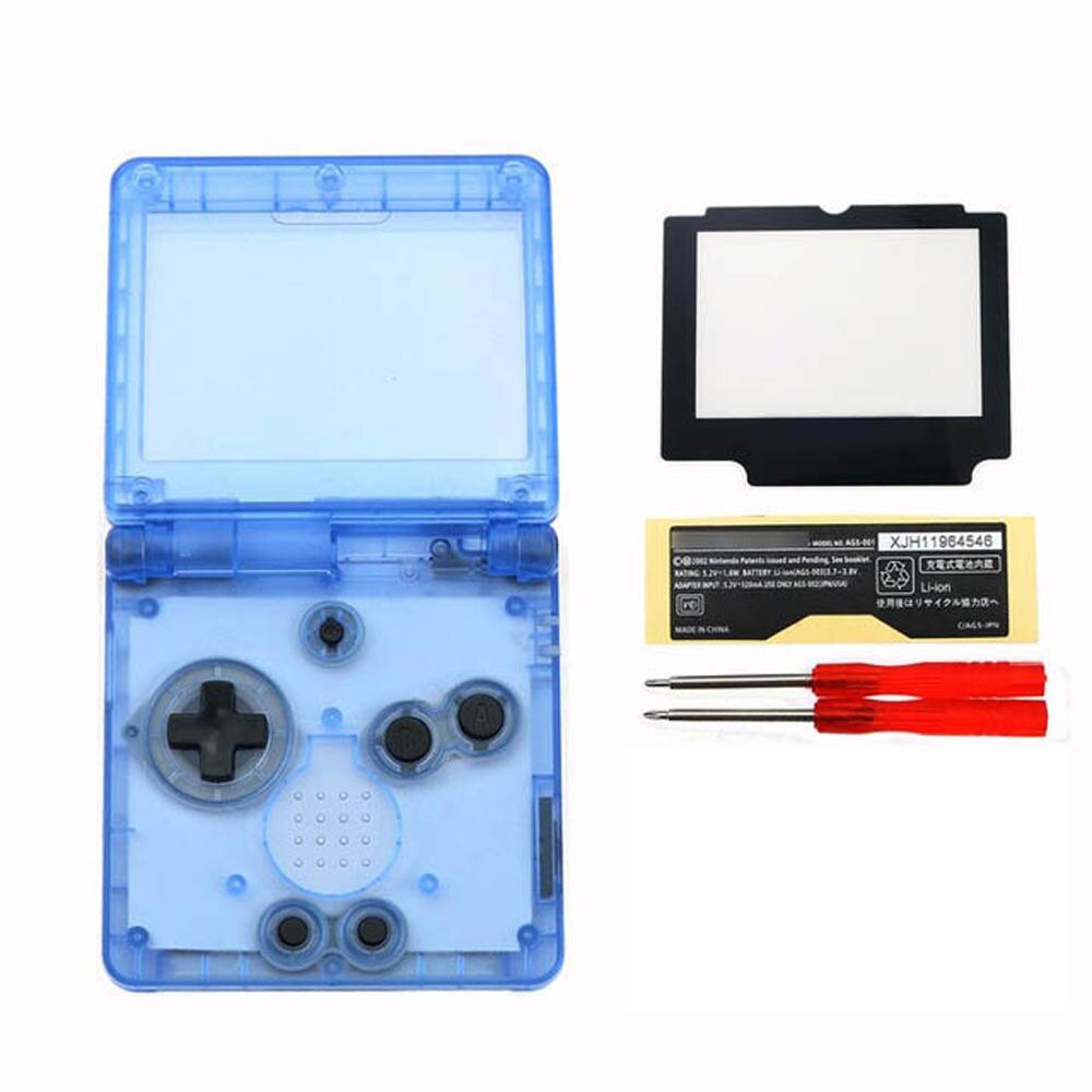 11colors 1set Clear For Nintend GBA SP Replacement Housing Shell Cover For GameBoy Advance SP with lens screwdrivers: C with plastic lens