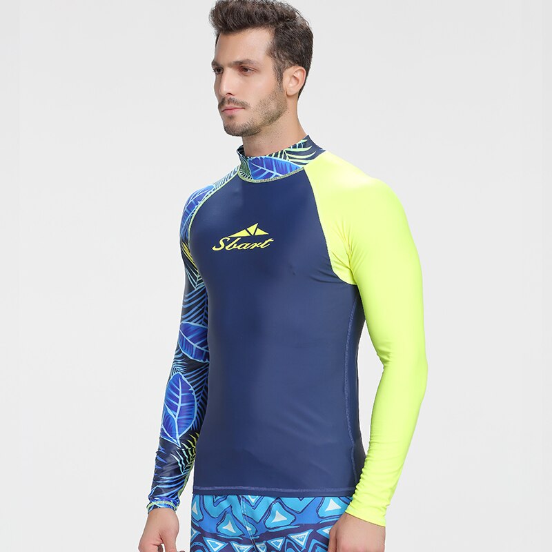 Sbart manga longa roupa de banho dos homens rashguard surf mergulho camisa proteção uv rash guard bodysuit plus size maiô l