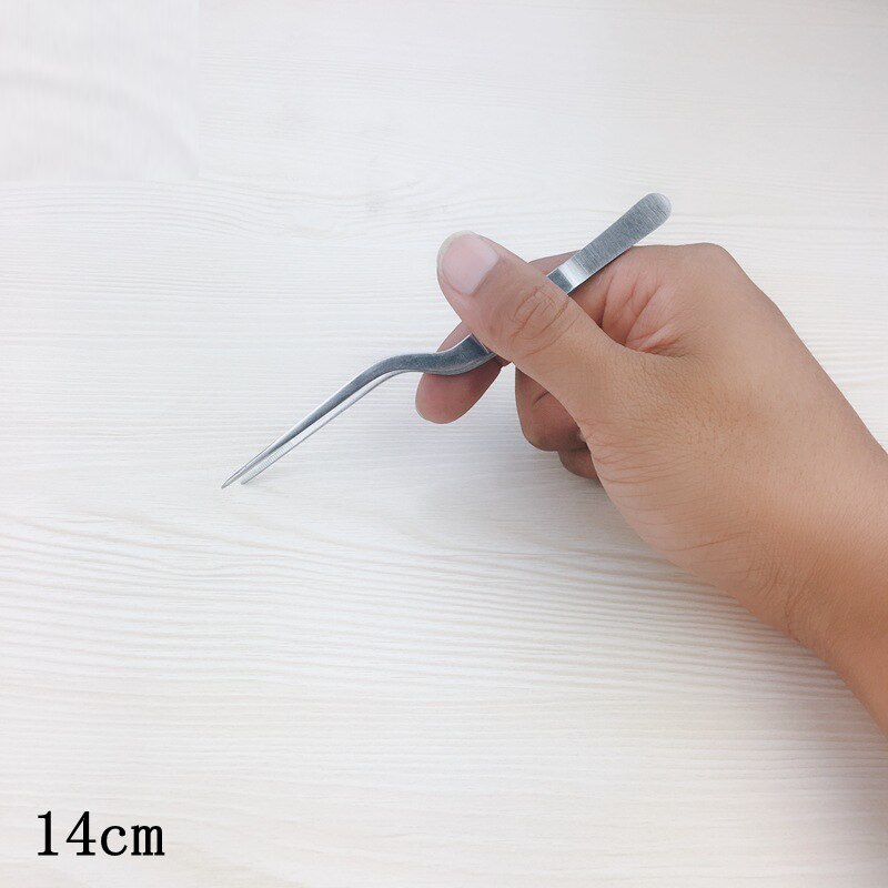 Multiple specifications Chef Plating Tweezer Tongs Serving Presentation Stainless Steel Offset Chef Kitchen Tool: 14 cm