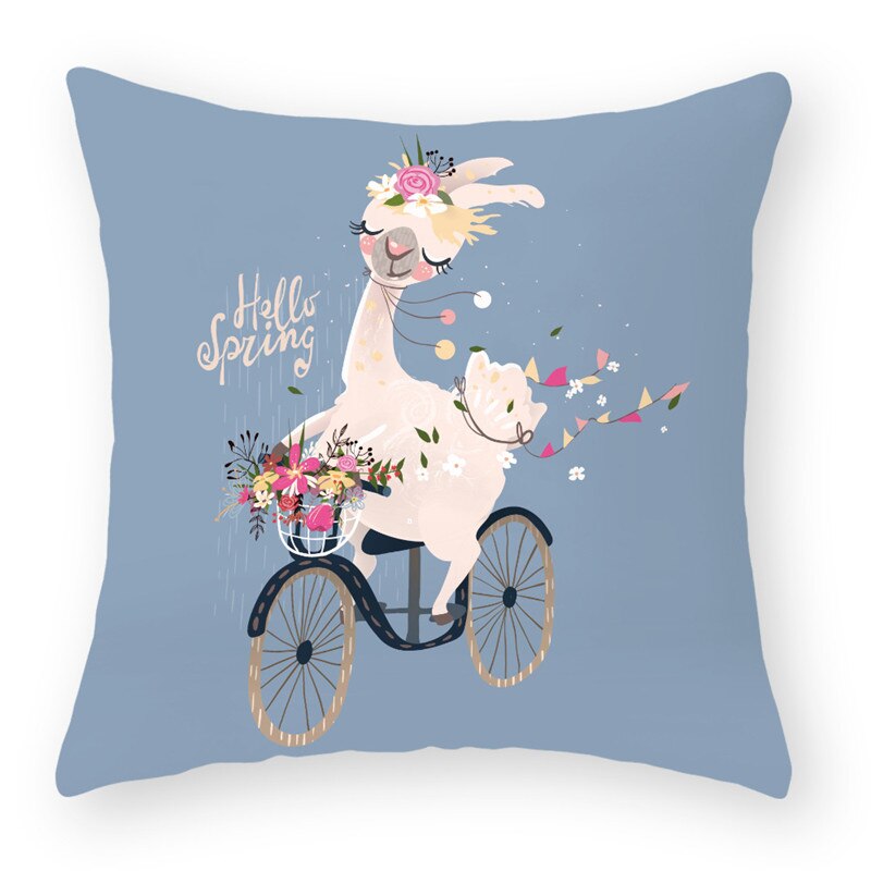 Cartoon Alpaca Dier Decoratieve Kussens Kussensloop Polyester Kussenhoes Sierkussen Sofa Decoratie Kussensloop 40853: 2BZ-40853-030