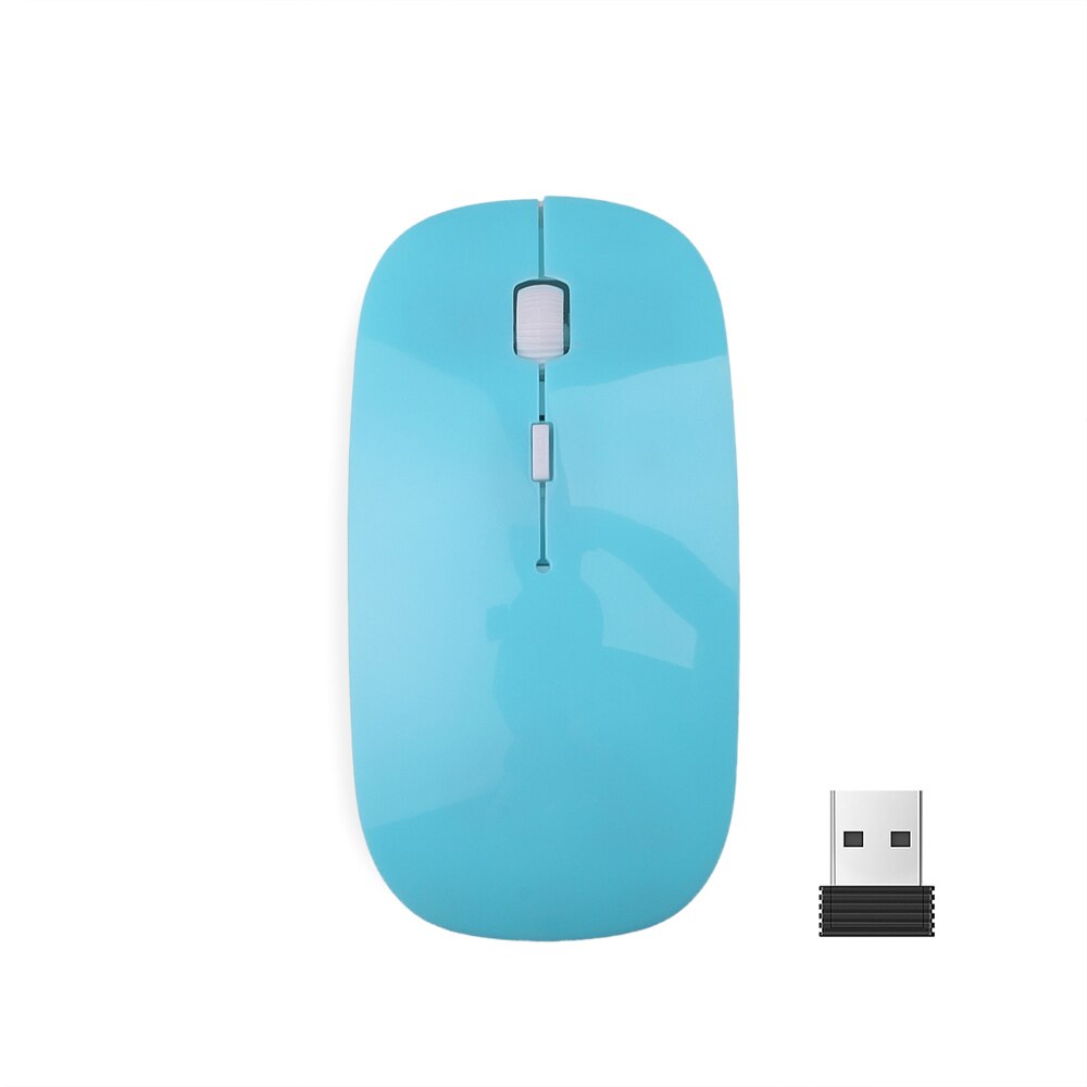 Trådløs datamaskin mus 2.4g usb mottaker super slank mus 1600 dpi usb optisk til pc bærbar pc: Blå