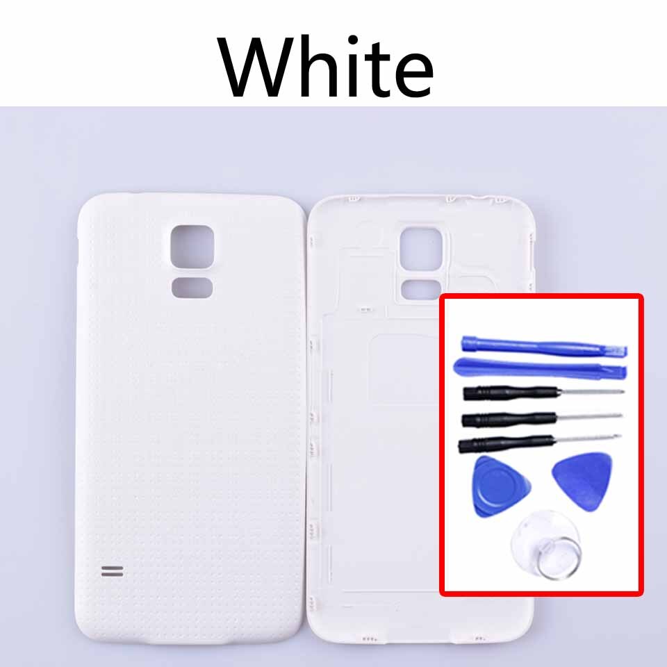 S5 Batterie Zurück Abdeckung Für Samsung Galaxy S5 i9600 G900F G900H G900A G900 Hinten Gehäuse Batterie Tür Fall Ersatz Teile: White-With tool