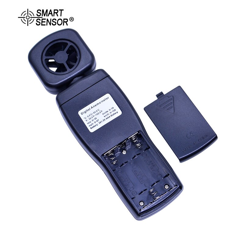 SMART SENSOR AS816 Air Flow Meter 0-30M/S Digital Anemometer Wind Speed Meter Tachometer Data Hold LCD Backlight Temp measure