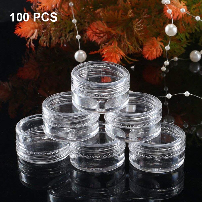 100 Pcs 5ml Clear Plastic Pot Jars Cosmetic Containers Sample Container Mini Bottle Mdf