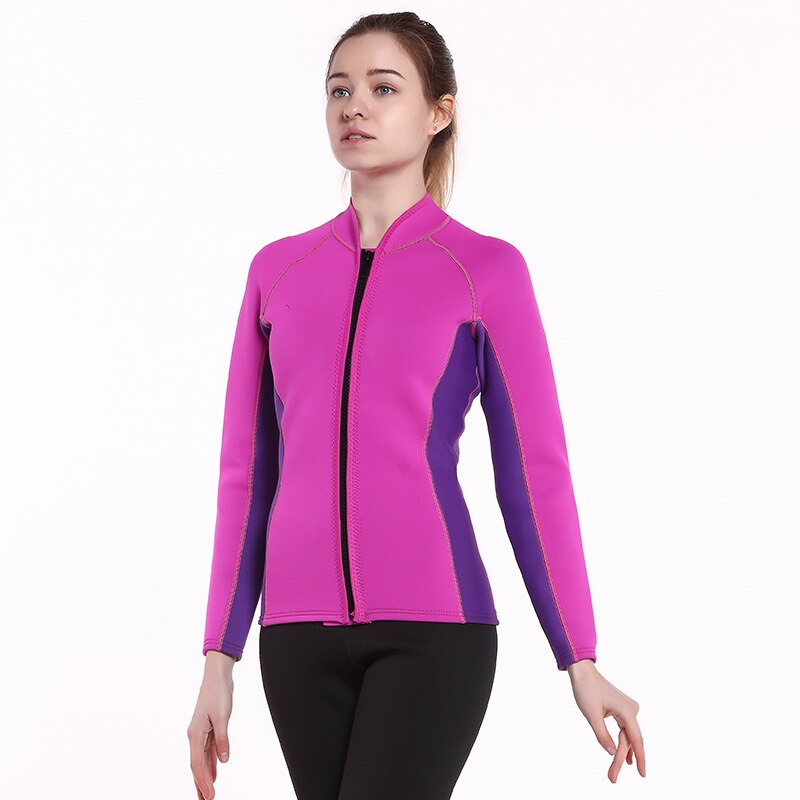 Women's Wetsuit Top Jacket Neoprene for Women 2mm Long Sleeves Front Zip Diving Snorkeling Surfing Kayaking Canoeing Pink