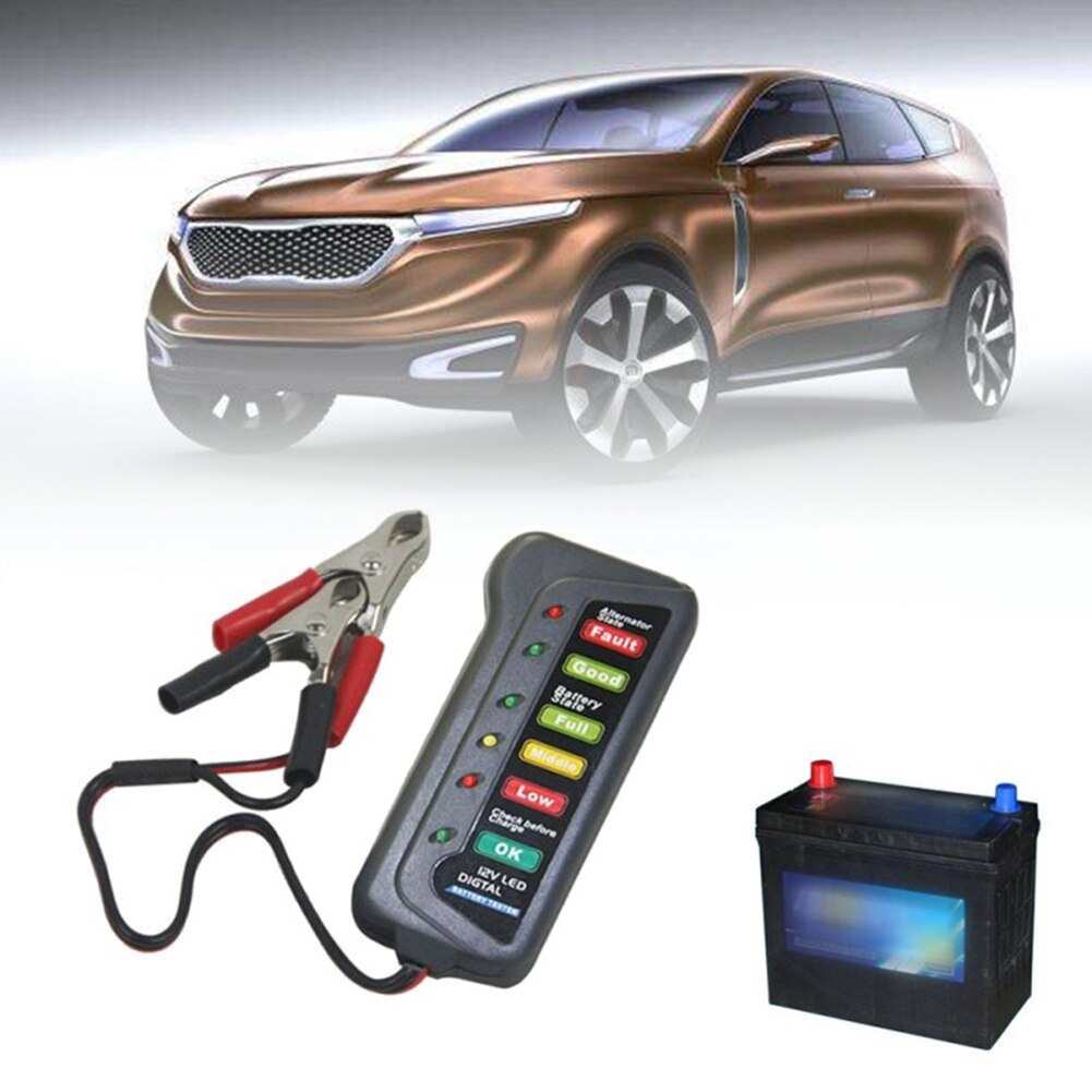 12V Auto Digital Battery Tester Alternator 6 LED Light Car Diagnostic Tool