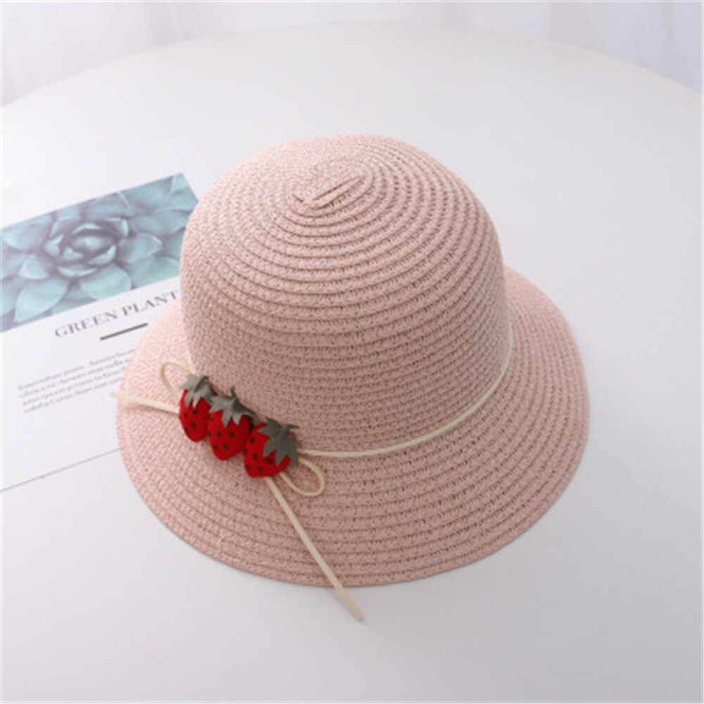 Chapeau de paille d'été pour enfants, mignon, fraise, pour la plage, pour filles de 3-8 ans: 3