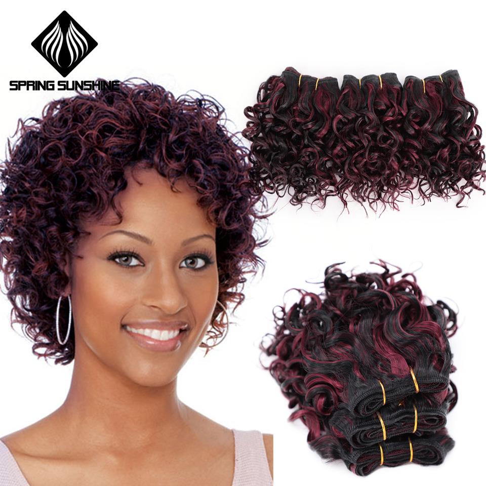 Spring sunshine Afro Kinky Curly Synthetic Weave Bouncy Jerry Curl Natural Short Hair Welf Bundles Black Hair Weaving 3Pcs/lot: MBug