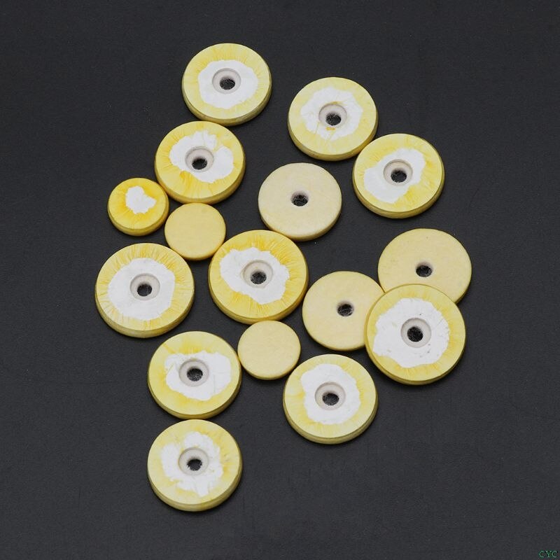 Almohadilla de cuero para flauta, almohadillas de viento de madera para música, accesorio de instrumento amarillo de reparación, 16 Uds.