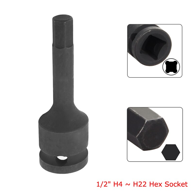 1/2 " sexkantshylsa  h4 h5 h6 h7 h8 h9 h10 h11 h12 h13 h14 h15 h16 h17 h18 h19 h21 h22 svarta 42 hylsnyckel av krommolybden 1pc