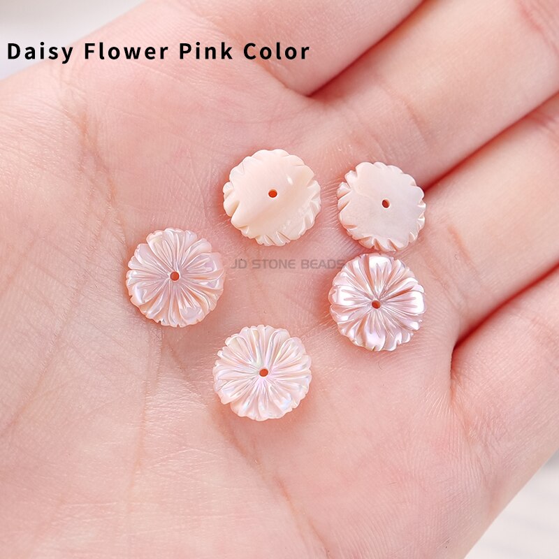 10 Pz/lotto Naturale Bianco Nero Rosa della perla della Margherita Del Fiore della Rosa Branelli Allentati Borsette Monili Che Fanno 8 millimetri-18mm Decorazioni regali: Daisy Flower Pink / 12mm