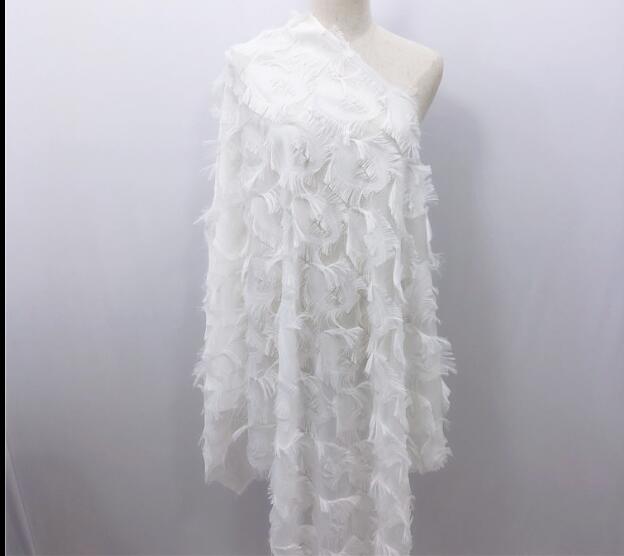 Écran ouvert gland jacquard + fleur coupe en mousseline de soie oeil tissu plume coupe gland vêtements tissu