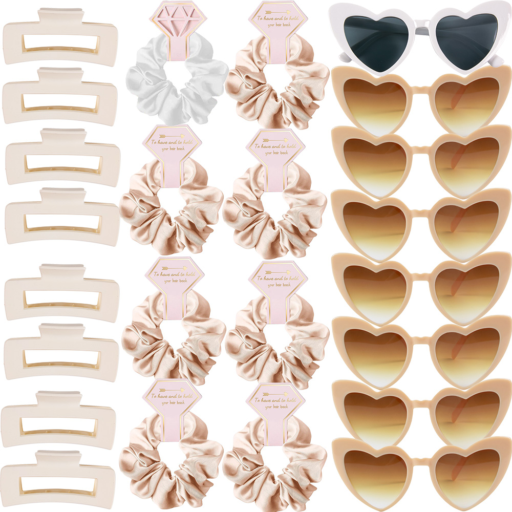 6/8 setzt Brautjungfer Herzform Sonnenbrille Haargummis Scrunchies Haarspangen Bachelorette Hochzeit Brautparty Gastgeschenk Vorschlag: Schokolade