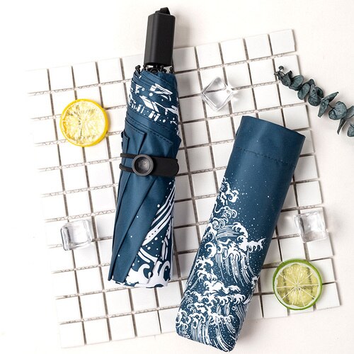 Paraguas plegable japonés portátil protección Uv automática protección Uv paraguas ultraligero Guarda Chuva equipo de lluvia para el hogar DB60YS: style1