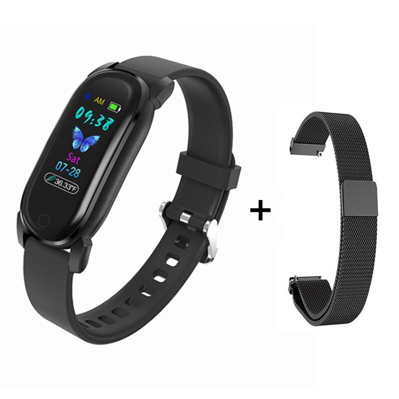 Bysl YD8 Smart Polsband Temperatuur Vrouwen Smart Armband Fitness Tracker Voor Android Ios Lange Standbysmart Horloge: Black add strap