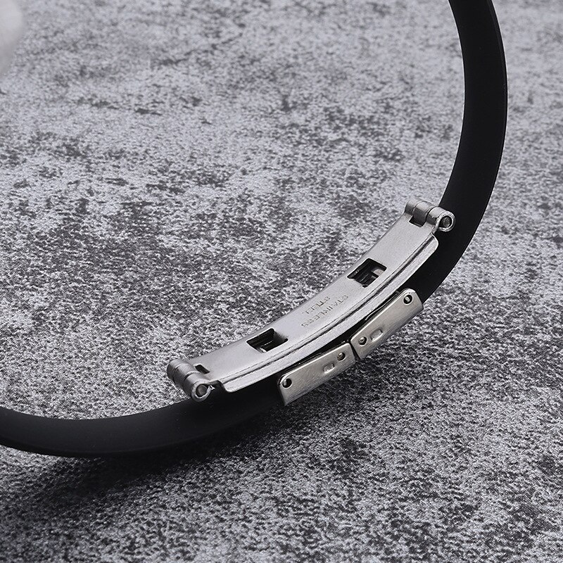 Heren Armband Titanium Stalen Armband Modieuze Persoonlijkheid Black Charm Rubber Paar Armband Voor Mannen