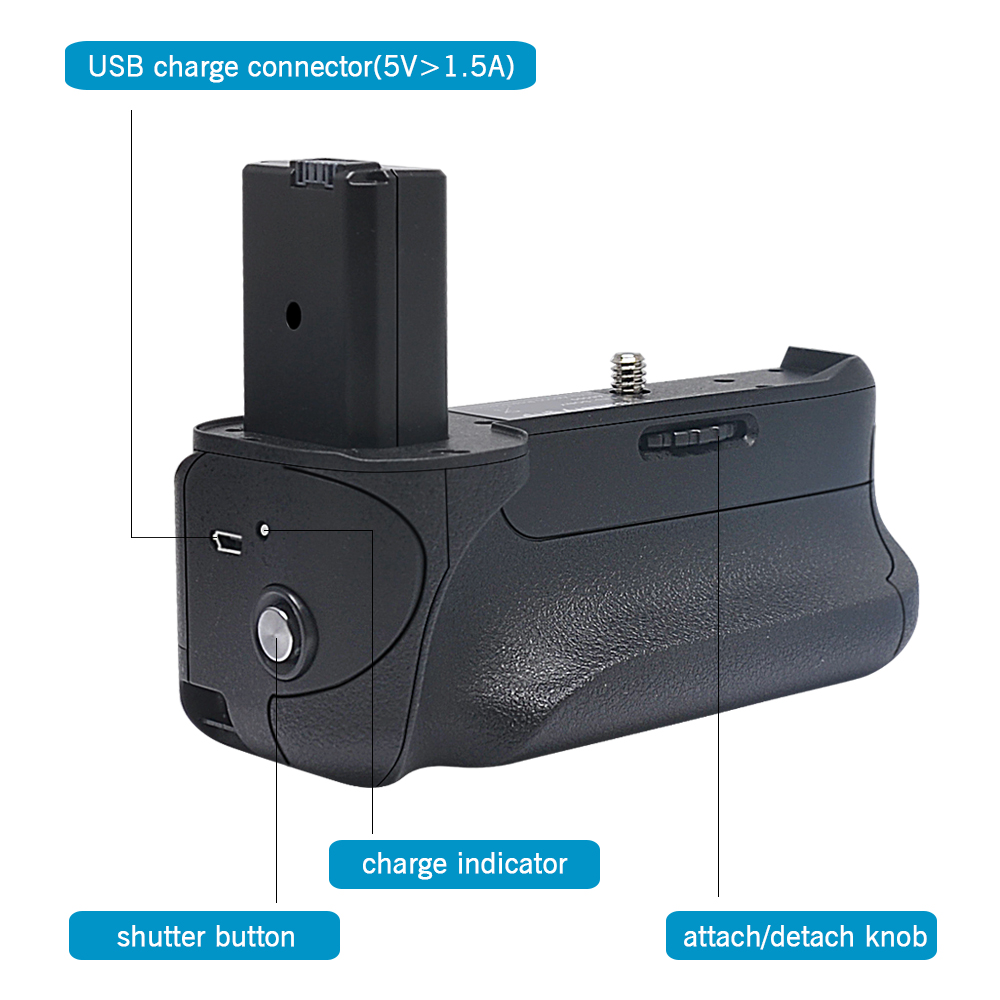 Mcoplus BG-A6500 Vertical Battery Hand Grip for Sony A6500 Camera work with 1 or 2 NP-FW50 battery