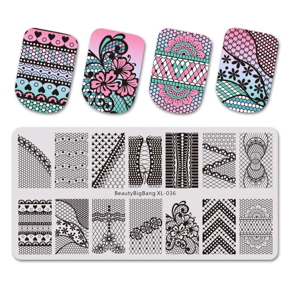 Beautybigbang leimauslevyt englanniksi sanat ab  c 6*12cm ruostumaton teräs kynsitaide leima manikyyri työkalu stensiili muotti kynsilevy: Xl -036