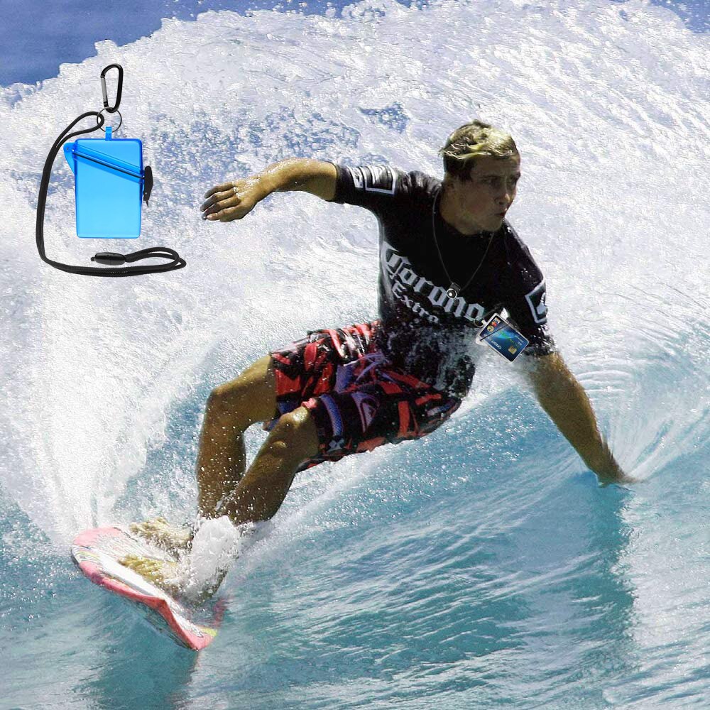 Waterproof ID Card Badge Holder Case Sports Case with Lanyard and Keychain Surfing Accessories