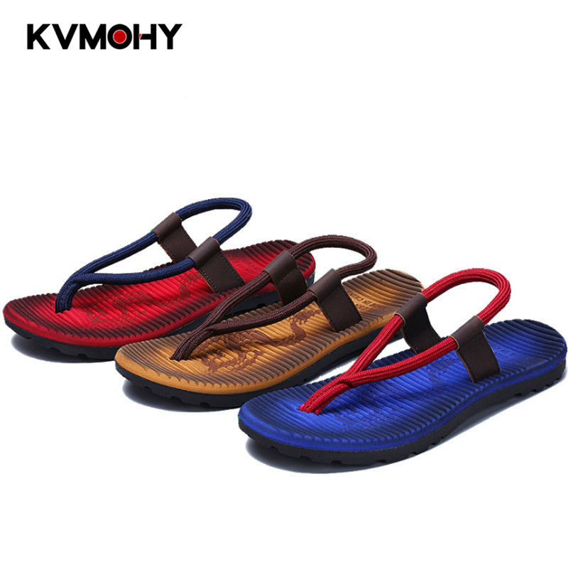 Flip Flops Men Slippers Toe Mens Shoes Camouflage Stripe Sandals Personality Massage Foot Beach Slipper