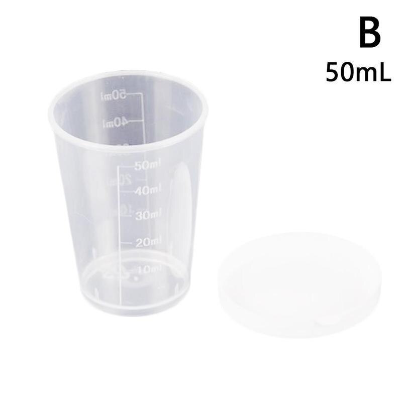 30ml plastgravyr måttbägare medicin mått mått bägare med lock lock genomskinlig behållare genomskinliga mått bägare: 50ml