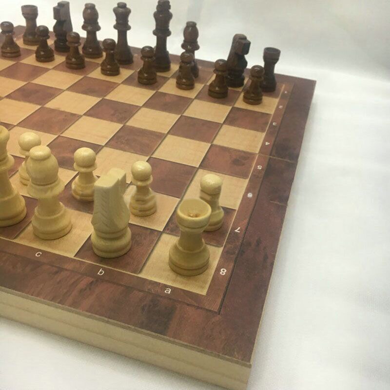 Chess Backgammon Checkers 3 in 1 Wooden Chess Set Travel Chess Game Wooden Chessboard and Wooden Chess Pieces for Paly for