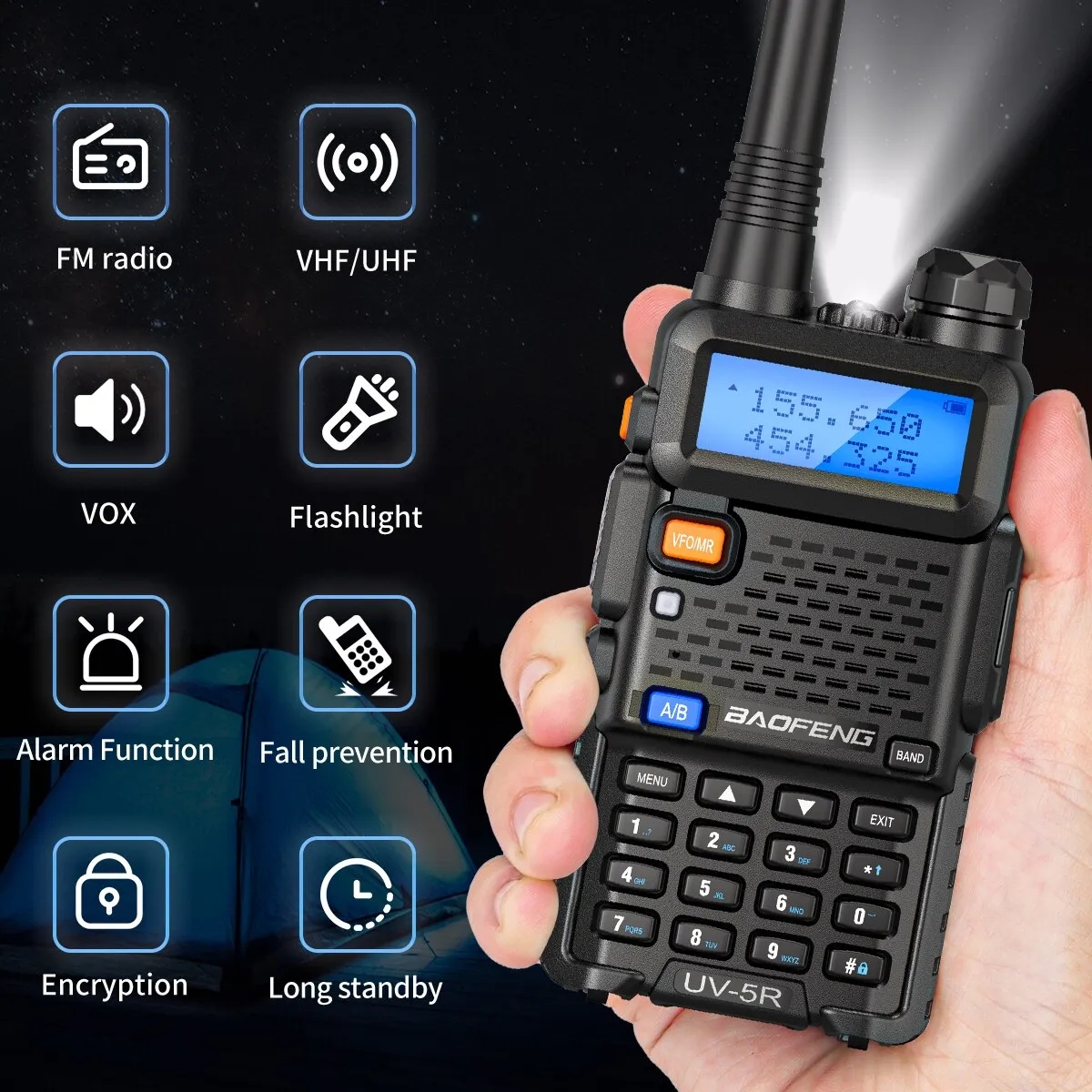 Baofeng UV-5R Walkie Talkie 5W Dual Band Ham Two Way Radio UV 5R Vhf Uhf FM Radio Handheld Hunting Transceiver Two-Way UV5R