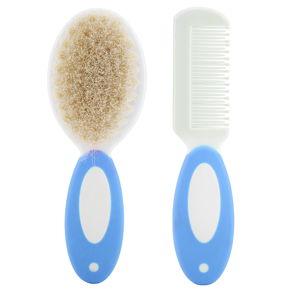 2pcs/set Portable Soft Newborn Baby Hair Brush Baby Kids Comb Child Hairbrush Sets Boys Girls Head Massager: Blue
