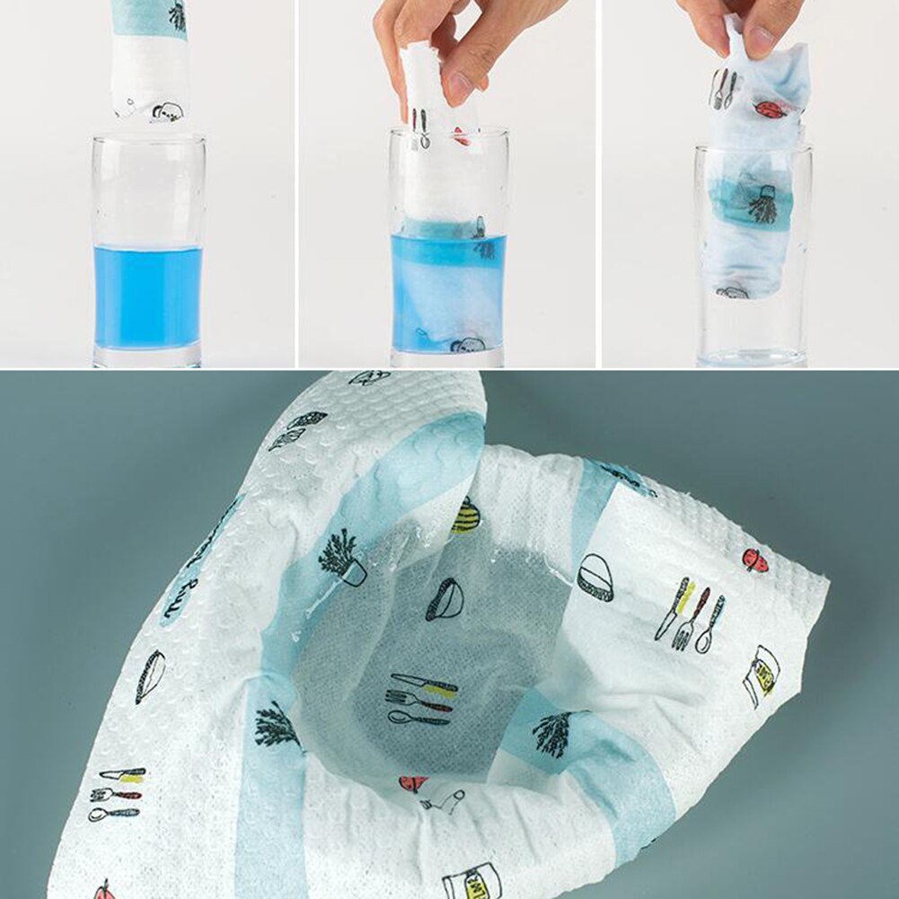 1 Roll Portable Restaurant Kitchen Disposable Non-woven Towel Wet Dry Use Cleaning Rag Dish Cloth