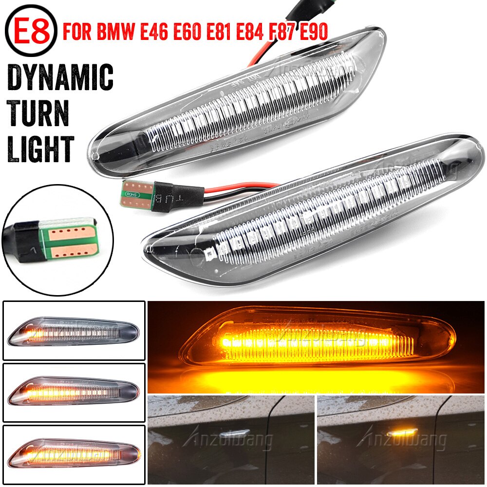 Dynamique Fluide Séquentiel LED feu De Position Latéral lampe Clair pour BMW E46 E60 E61 E81 E82 E83 E84 E87 E90 E91 E92 E93