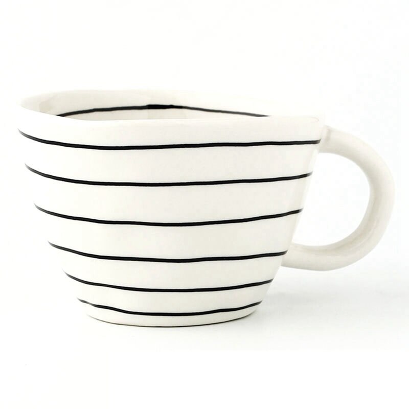Neue Geometrische Keramik Tasse Hand Gemalt Kapazität Wasser Griff Tasse Unregelmäßigen Milch Büro Kaffee Tasse Wohnkultur: Licht Gelb