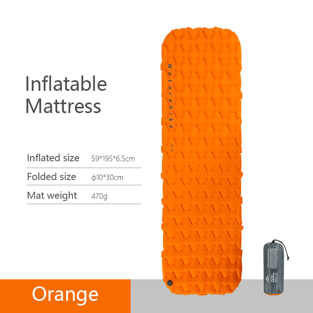 Naturehike nylon tpu liggeunderlag letvægts fugtbestandig luftmadras bærbar oppustelig madras campingmåtte åndbar: Orange s