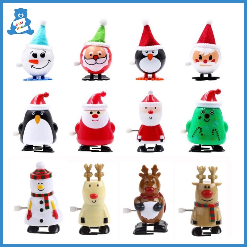 Christmas Clockwork Jumping Toys Children Mini Christmas Vintage Santa Claus Snowman Wind Up Toys for Kids Funny