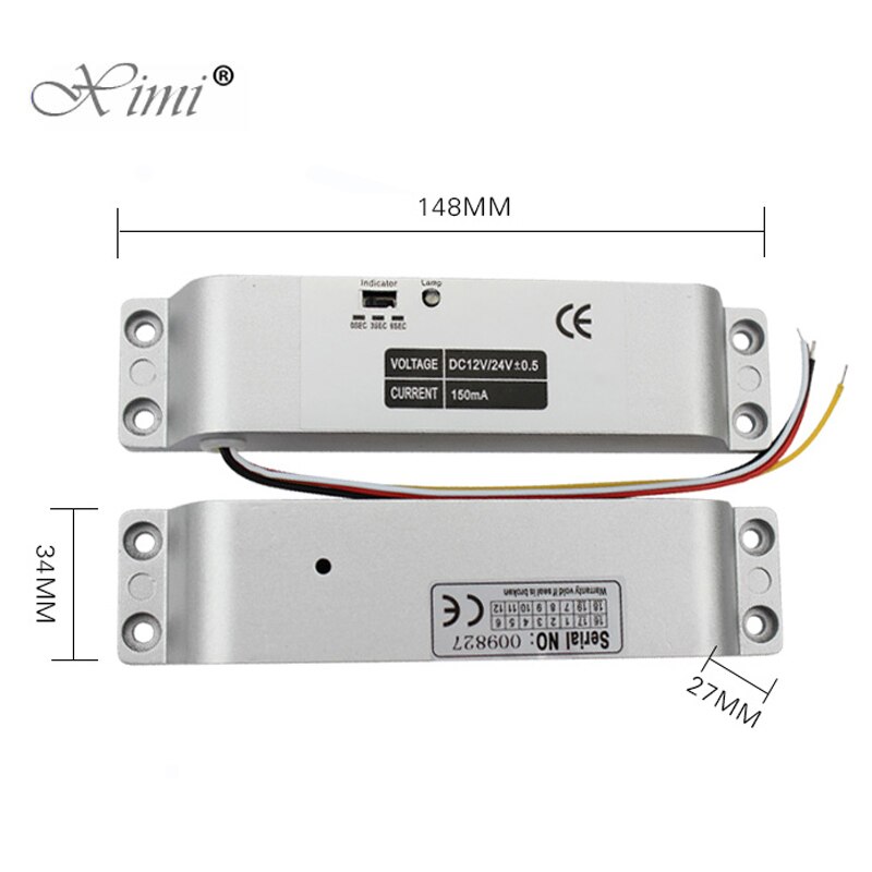 DC 12V Fail Safe Electric Bolt Lock For Door Access Control Low Tempreture 5 Lines External Installation Electric Bolt Lock