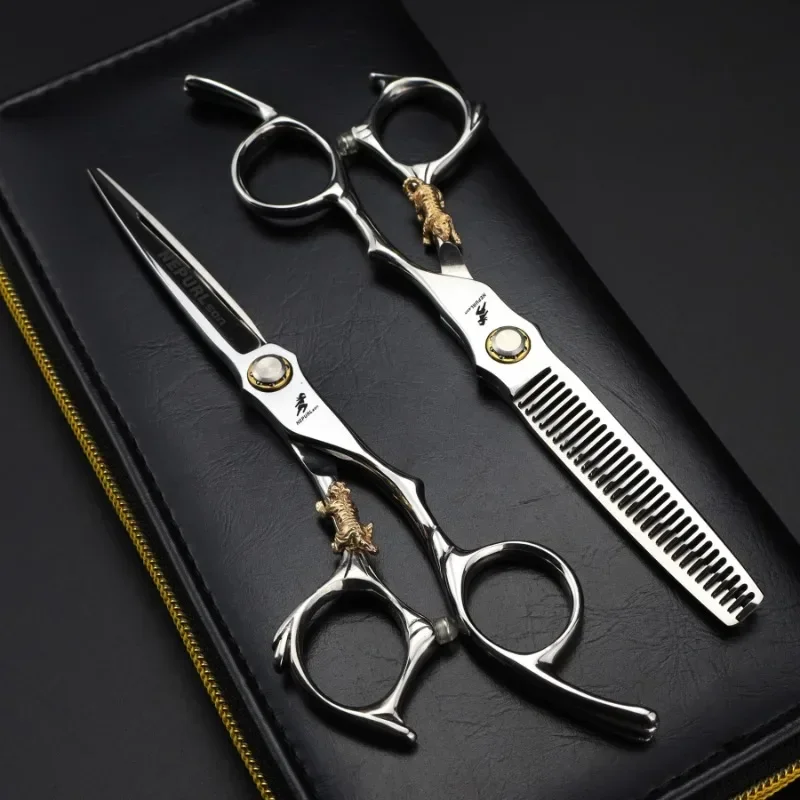JP440c Steel 6 '' Upscale Golden Tiger Hair Scissors Cutting Barber Haircut Thinning Shears Hairdresser Scissors