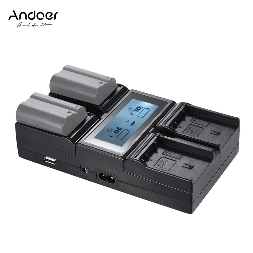 Andoer DMW-BLF19E Camera Battery Charger 4-Channel LCD Digital for Lumix DC-GH5 DMC-GH3 DMC-GH3K DMC-GH4 DMC-GH4K